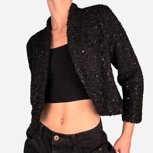 Amanda Charles cropped knitted black bolero sparkly - size M